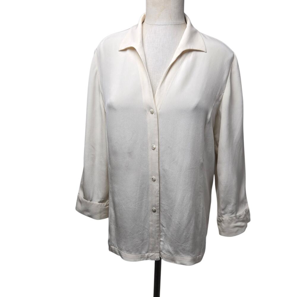 NEXX Women's Silk Long Sleeve Shirt Size Medium White